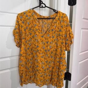 Old Navy Mustard Floral Blouse